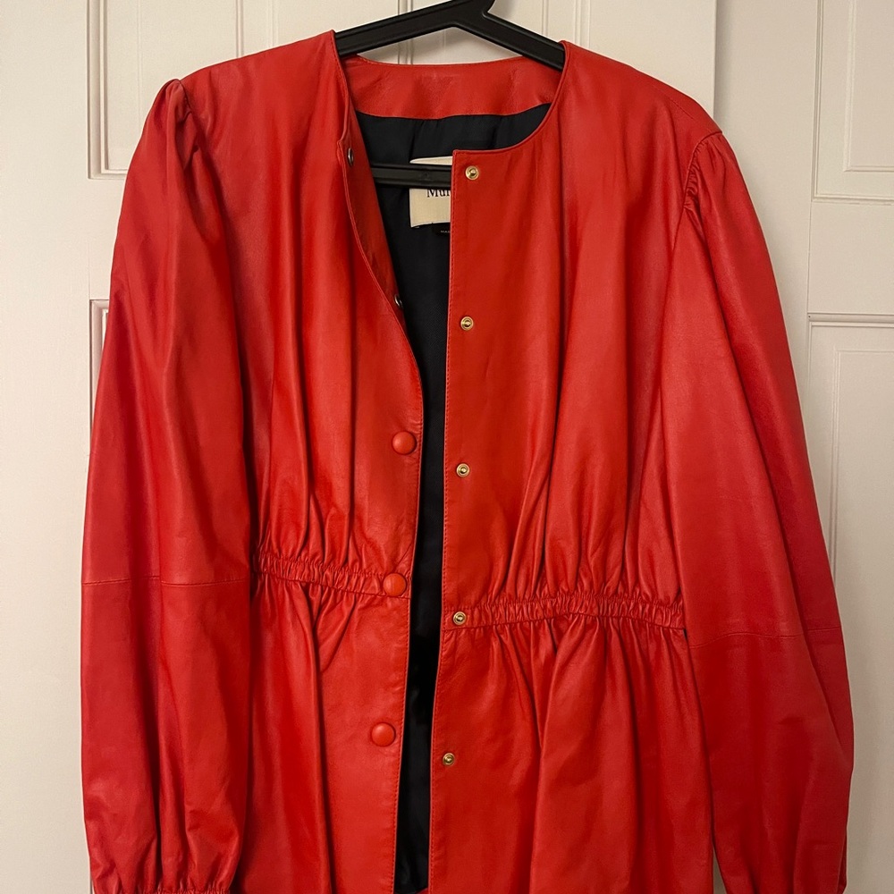 Mulberry red Leather Women's Jacket